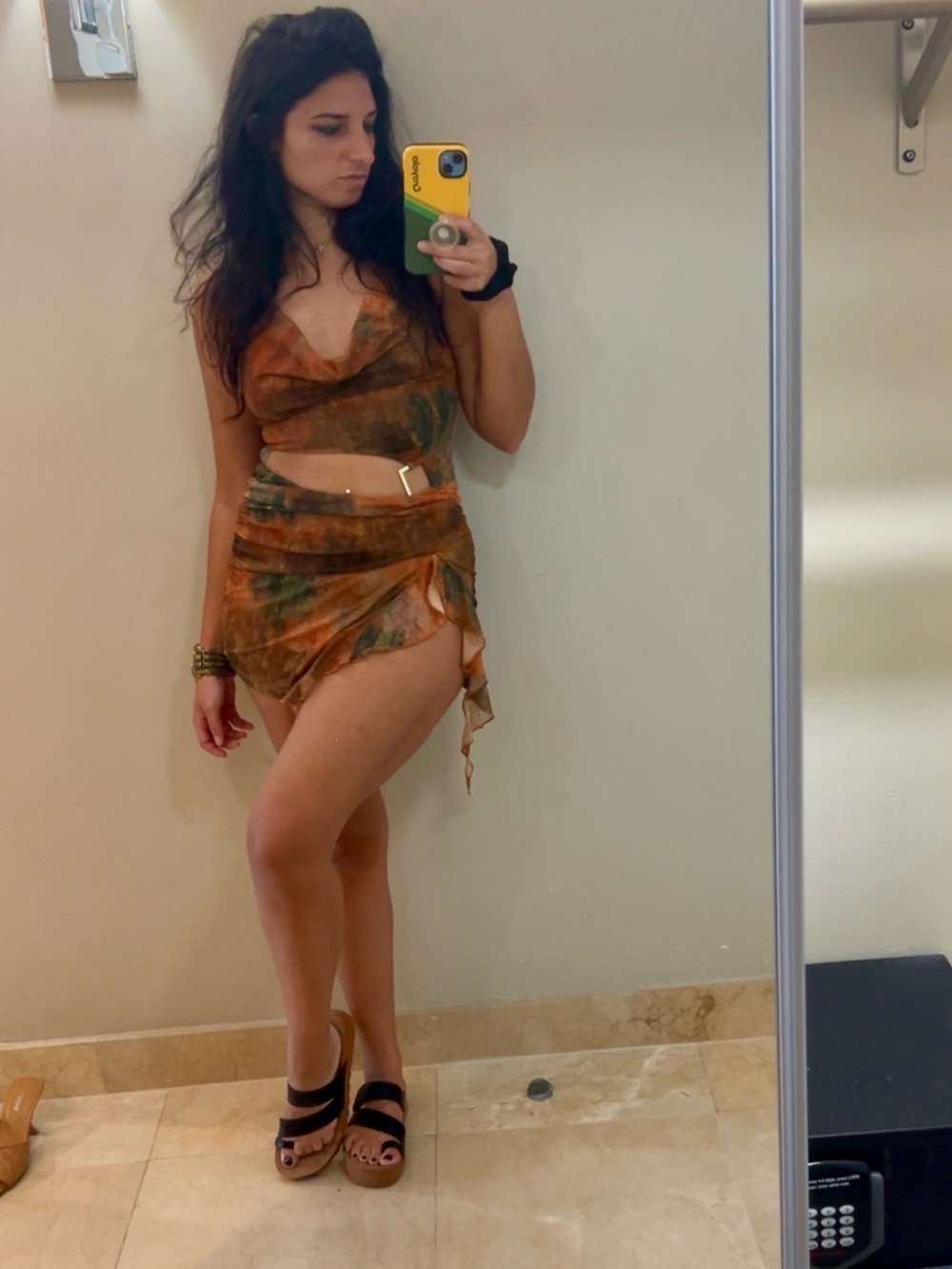 Windsor Rust Green Tie-Dye Mini Dress Set